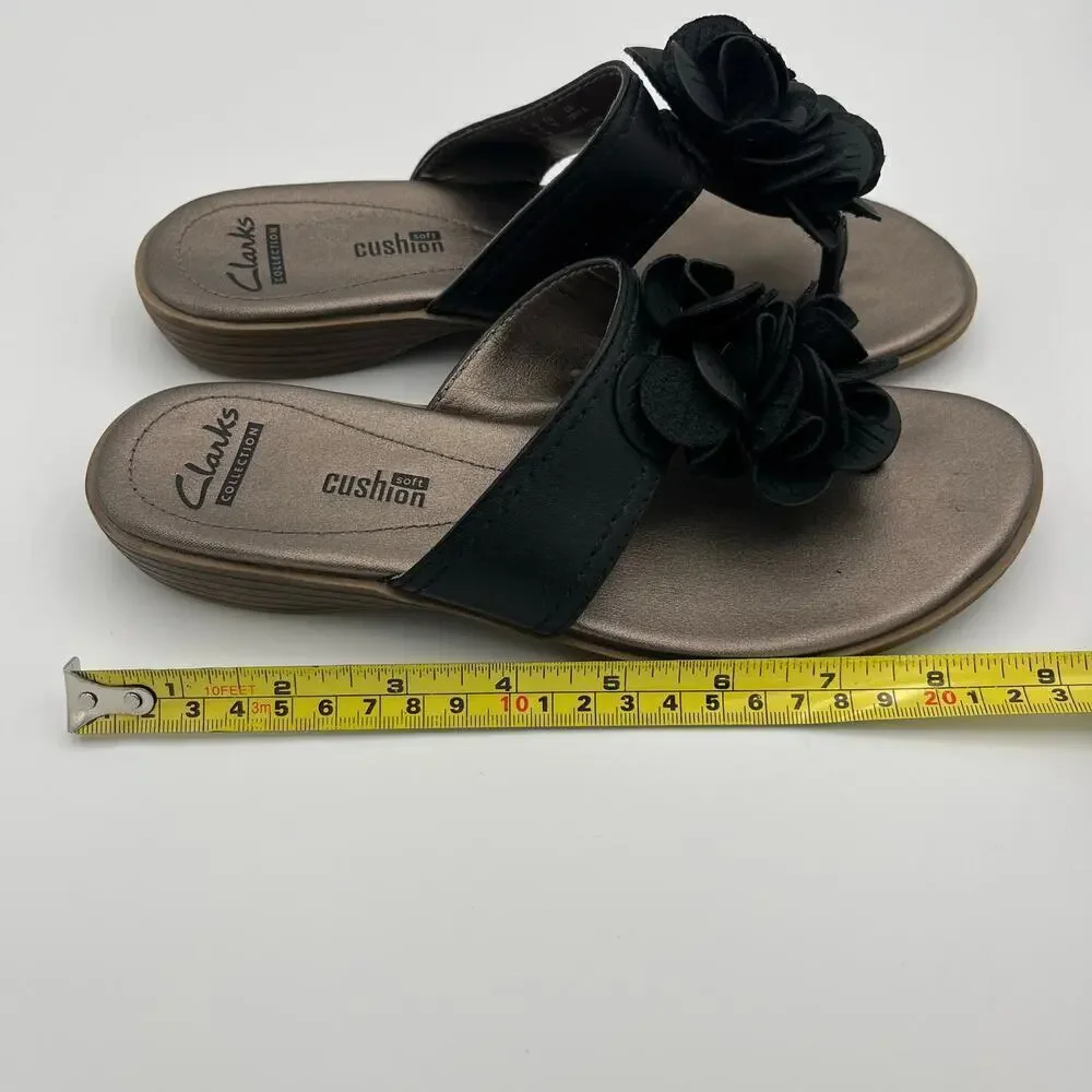 Clarks Women's Soft Cushion Collection Lusine Gable Thong Black Floral Size 6M
